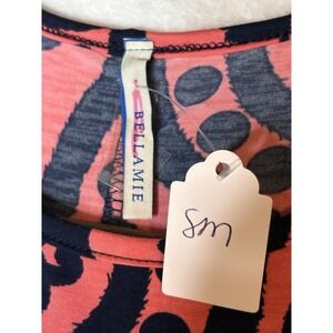 Bellamie Womens S Sleeveless High/ Low Dress Pockets Coral Navy Beach Casual NEW